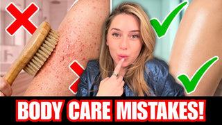 A dermatologist, Dr. Shereene Idriss, explaining common body care mistakes in front of a neutral background for her YouTube channel.