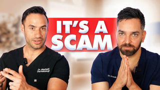 Dermatologists discussing skincare scams, with Dreamey CloudThera pillowcases shown as a science-backed solution for skin health.