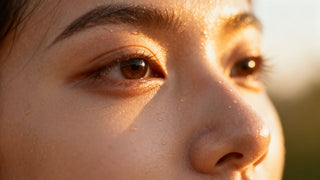 A close-up of healthy glowing skin with soft morning light, emphasizing a natural and refreshed texture.