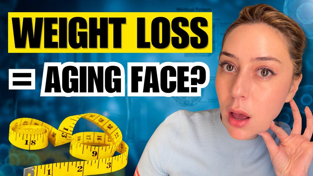 A dermatologist explains 'Ozempic face' and facial volume loss, with a graphic of a face showing structural layers, on a Dreamey CloudThera background.