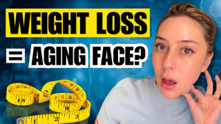 A dermatologist explains 'Ozempic face' and facial volume loss, with a graphic of a face showing structural layers, on a Dreamey CloudThera background.