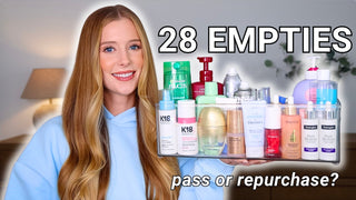 Certified trichologist Abbey Yung's beauty empties on a table, illustrating the importance of pairing a hair routine with a Dreamey CloudThera pillowcase.
